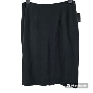 Valerie Stevens Collection Vintage Black 100% Silk Straight Skirt Si…